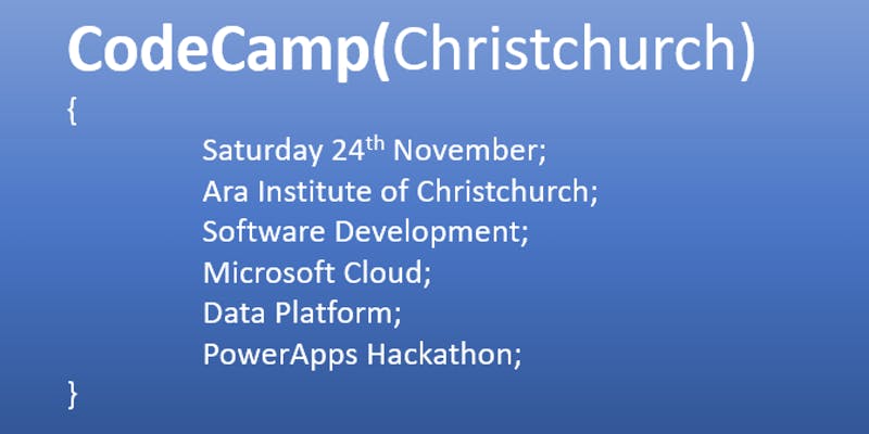 Code Camp Christchurch 2018 – Christchurch –  24 November 2018